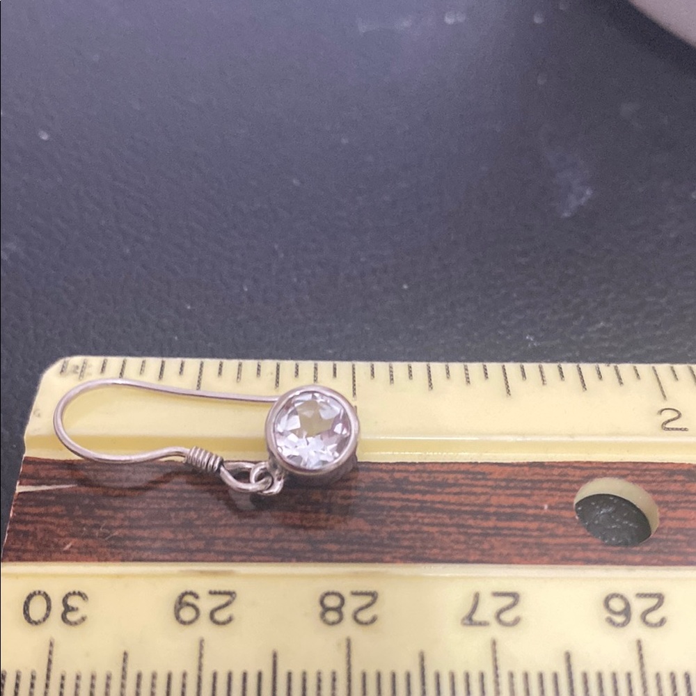 NWT Natural White Topaz 1” Sterling Silver Dangle Earrings